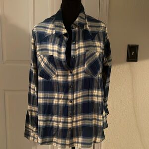 Maurices blue flannel button up
